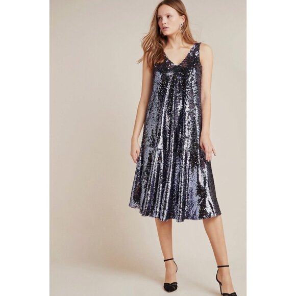 Sunday In Brooklyn Whimsigoth‎ Fairy Grunge Full Sequin Dress Bow Back Detail XS - Picture 2 of 15